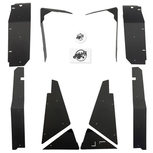 Image showcasing a 2022 Polaris Ranger SP 570 MidSize Max Fender Flares full kit, featuring detailed front and rear fender flares providing comprehensive protection and enhancing the vehicle's robust, off-road appearance