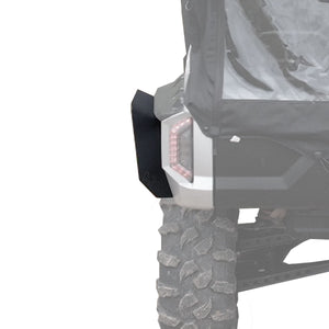 Rear view of Yamaha RMAX 4 rear OEM fender extensions with maximum coverage, emphasizing the robust design and exceptional protection they provide for off-road enthusiasts.