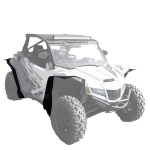 Arctic Cat Wildcat XX showcasing MudBusters fender flares, with a focus on their distinctive design and functional mud protection