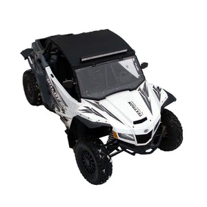 Image displaying the MudBusters 4-piece Mud-Lite Kit, demonstrating efficient protection against mud and debris on a 2018-2023 Arctic Cat Wildcat XX, with particular emphasis on the rear fender flares extending above the tires.