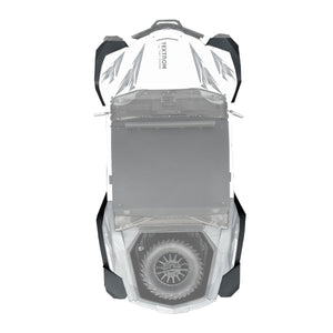 Top-down perspective of the Arctic Cat Wildcat XX, highlighting the full set of MudBusters fender flares, displaying their sleek design and extensive coverage for mud protection.