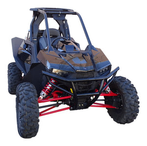 MudBuster Fender Flares installed on a Polaris RZR RS1, view from side showing coverage