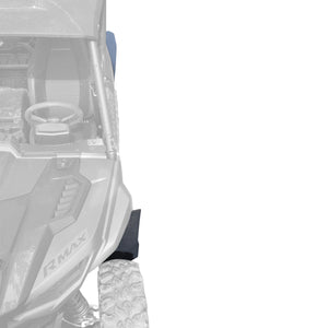 Yamaha Wolverine RMAX2 1000 with Mudbusters Mud-Lite Coverage fender flares shown installed front and rear from driver side perspective.