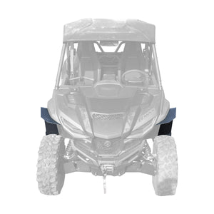 Yamaha Wolverine RMAX2 1000 Super Max Coverage Mudbusters fender flares installed, looking at front of the vehicle.