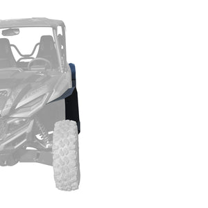 Yamaha Wolverine RMAX2 1000 Super Max Coverage Mudbusters  installed front and rear looking down the driver side.