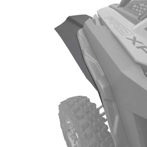 Top down view of Polaris 2020 Pro XP rear fender extensions for Super ATV Fenders with mud lite coverage.