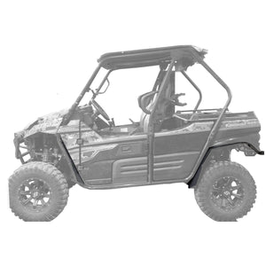image of Kawasaki Teryx 2 looking directly at the drivers side showing the MudBusters Max Coverage fender flares installed.