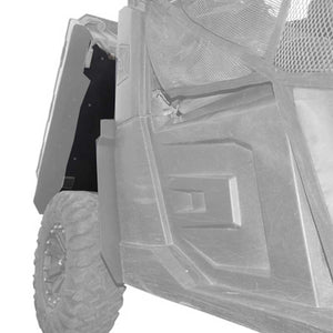 Polaris Ranger 900 XP Dump Bed Mud Guards installed on dump bed, pictured with dump bed up