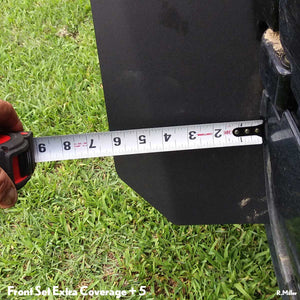 Kawasaki Teryx 4, user generated photo, showing 6" of extended flare from Front bottom edge of drivers side door.   That is 5" more than the standarrd flare.