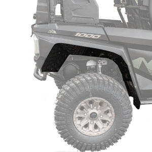 rear side angle shot of super max fender flares for yamaha RMAX 4