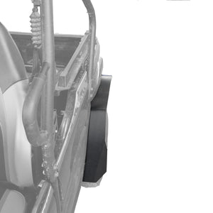 Showing  driver side rear fender flare with ultra max coverage for the Kawasaki Teryx 2.