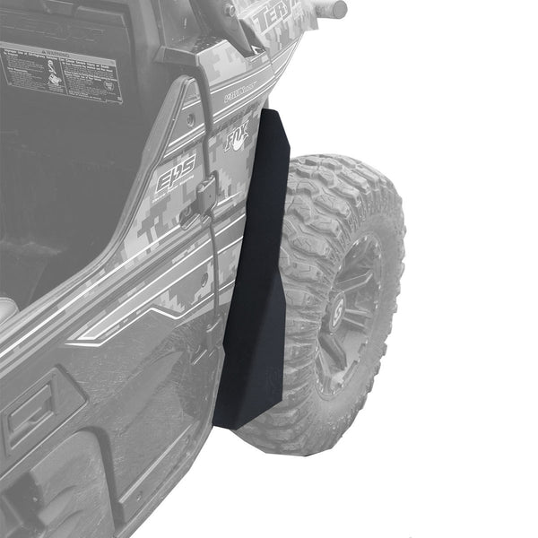 Rear Fender Flare with super max coverage installed on rear fender on drivers side of the Kawasaki Teryx 2.