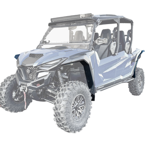 Side view of a four-wheeler with transparent roof on a white background