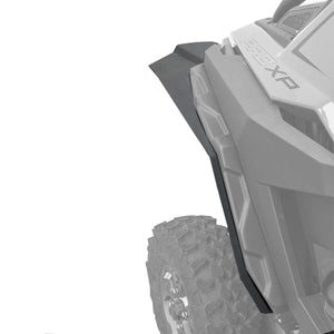 Polaris RZR Pro XP Max Coverage Fender Extensions for Super ATV Fenders shown from passenger side installed