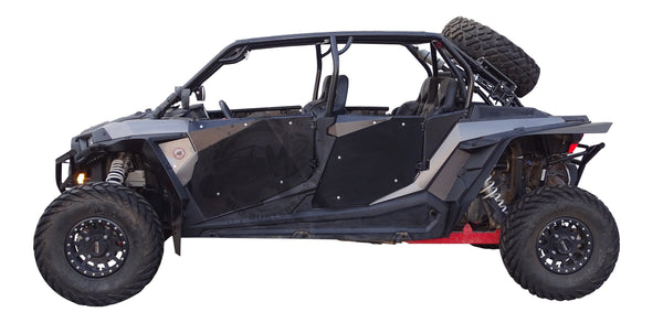 Polaris RZR XP 1000 and XP Turbo Max Coverage front and rear fender flares installed on drivers side. 