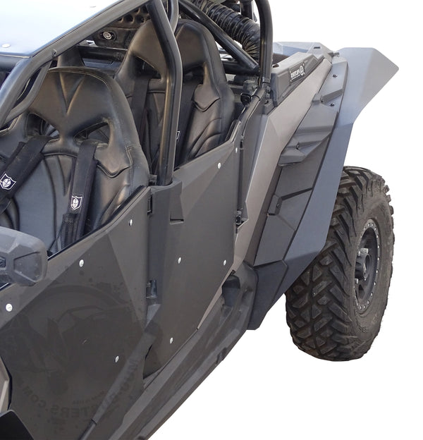 Polaris RZR XP 1000 and XP Turbo Max Coverage rear fender flare installed on drivers side. 