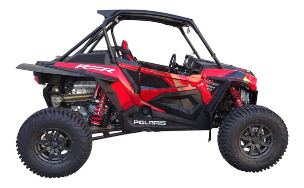 Polaris RZR XP Turbo S Race-Lite Fender Flares installed viewed looking at passenger side