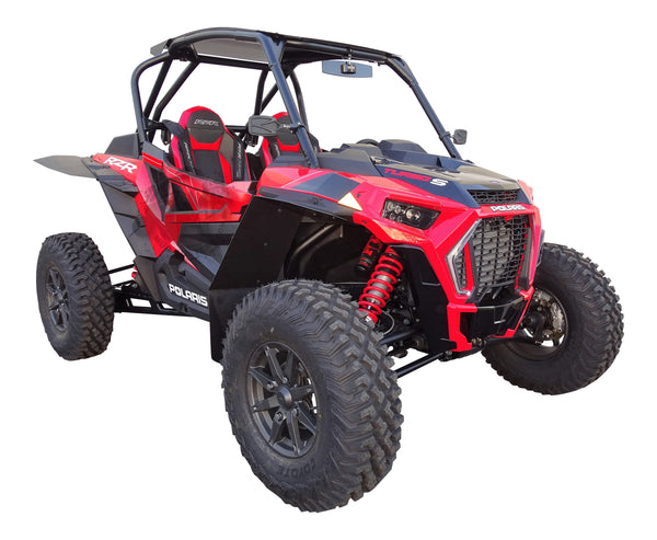 Polaris RZR XP Turbo S Race-Lite Fender Flares installed shown from passenger side