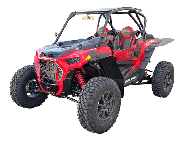 Polaris RZR XP Turbo S Race-Lite Fender Flares installed and shown looking at drivers side