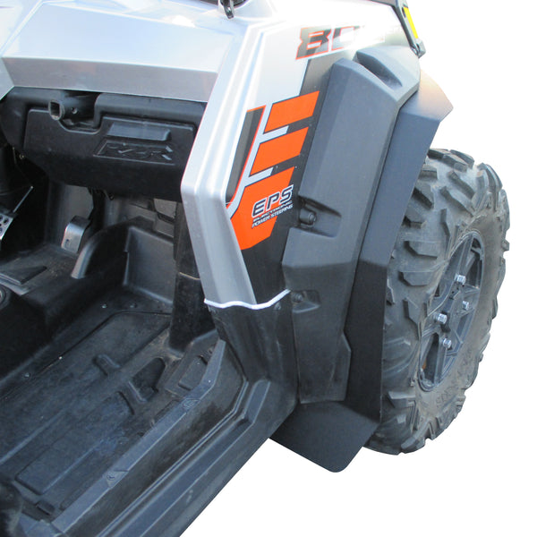 MudBusters Fender Flares installed on Polaris RZR 800 S Extended for model years 2009 - 2014, installed on passenger front