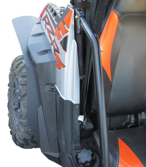 MudBusters Fender Flares installed on Polaris RZR 800 S Extended for model years 2009 - 2014, installed on passenger rear