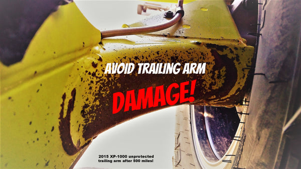 Shows damage on a 2015 XP-1000 unprotected trailing arm after 500 miles! 