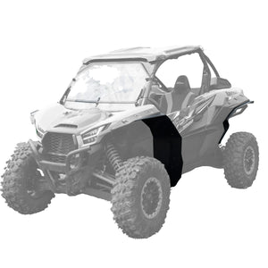 Front side view of kawasaki KRX fender flare extensions MudLite Coverage