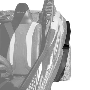 MudBusters Max Coverage Fender Flares for the Kawasaki Teryx KRX 1000. View is looking at the drivers side of the UTV with the back fender flare installed