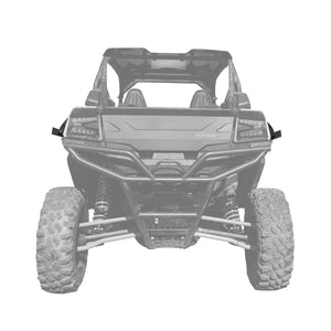 MudBusters Max Coverage Fender Flares for the Kawasaki Teryx KRX 1000.  View is looking at the drivers side of the UTV with the front and back fender flares installed. 