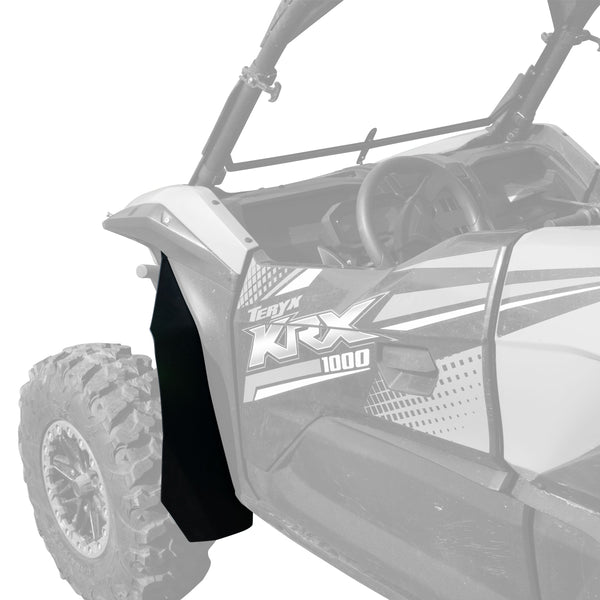 MudBuster Front Fender Flare with mudlite coverage installed on the Kawasaki Teryx KRX 1000