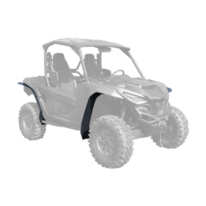 Yamaha Wolverine RMAX2 1000 Max Coverage Fender Flares installed front and rear pictured from the passenger side. 