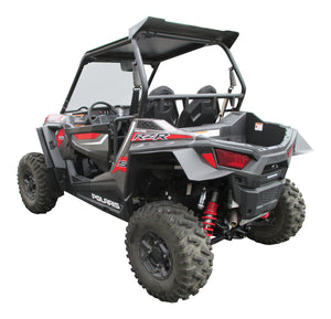 Polaris RZR S 900, RZR 900 XC , RZR 4 900, and RZR S 1000 Fender Flares installed and viewed from the rear drivers side