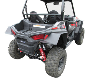 Polaris RZR S 900, RZR 900 XC , RZR 4 900, and RZR S 1000 Fender Flares installed and viewed from passenger rear