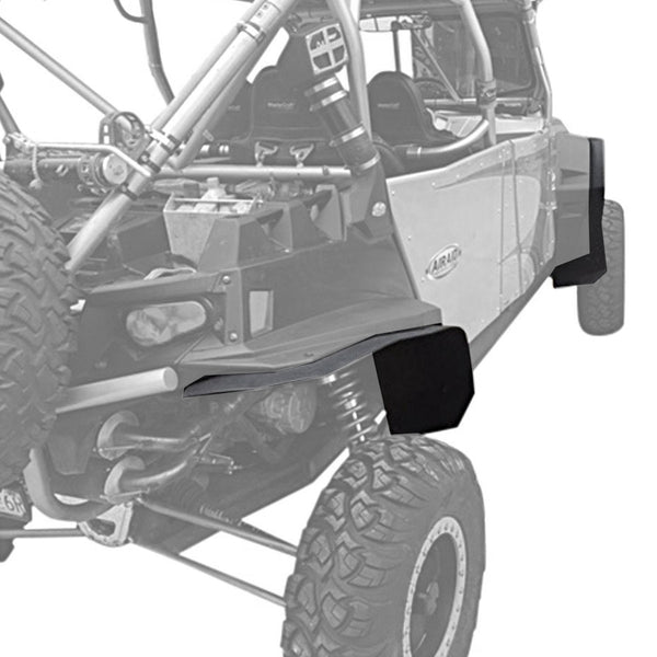 Polaris RZR XP 900 Fender Flares for years 2011-2014 models. Showing installed on passenger side looking from back