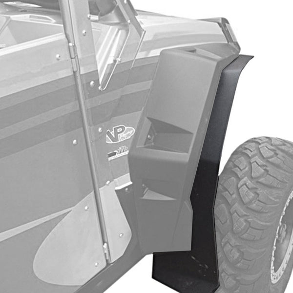 Polaris RZR XP 900 Fender Flares for years 2011-2014 models. Showing installed on passenger side front