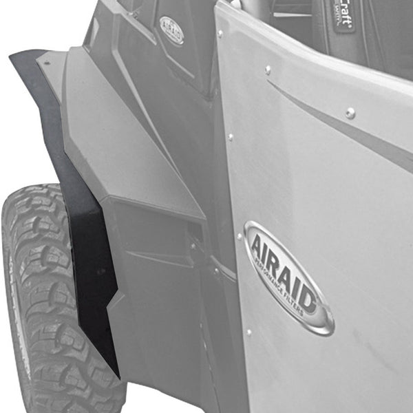 Polaris RZR XP 900 Fender Flares for years 2011-2014 models. Showing installed on passenger side rear