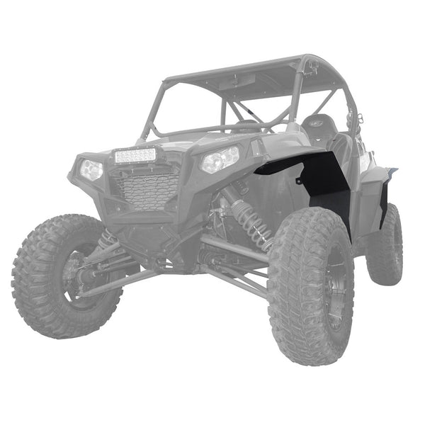 Polaris RZR XP 900 Fender Flares for years 2011-2014 models. Showing installed on drivers side