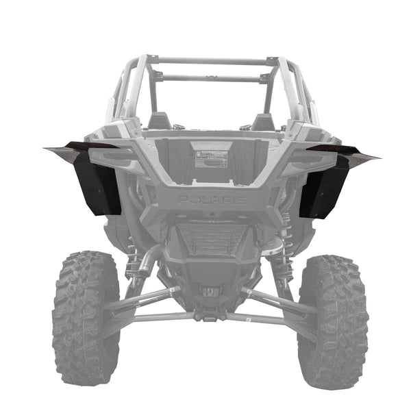 View of the back of the Polaris 2020 Pro XP, visible are the fender extensions for Super ATV Fenders with mud lite coverage. 