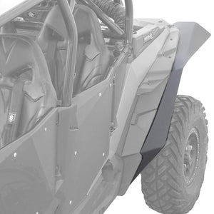 Polaris RZR XP 1000 and XP Turbo Max Coverage rear fender flare installed on drivers side. 