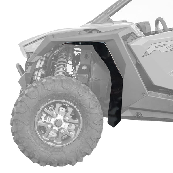 MudBusters  Rear Fender Flare -Mudlite - installed on Polaris RZR Pro XP 2 and 4 Seater driver side front.  View from side