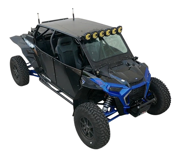 Polaris RZR XP Race-Lite Narrow  minus inch  Fender Extensions for SuperATV Fenders shown installed looking at passenger side front